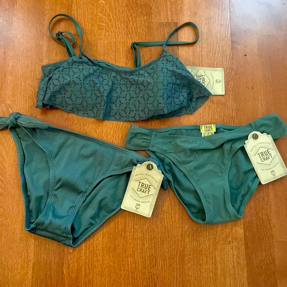 Olive swim suit - 2 bottoms. Size small